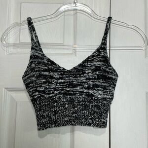 🤎 Abercrombie & Fitch Black & White Crop Sweater Tank Top - XS
